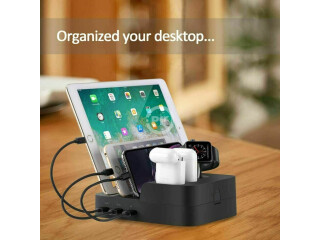 6 Port USB Charging Dock Station Compatible for Airpods Apple iWatch iPhone iPad
