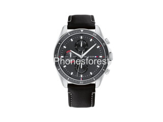 Tommy Hilfiger Mens Quartz Leather Strap Grey Dial 44mm Watch 1791838