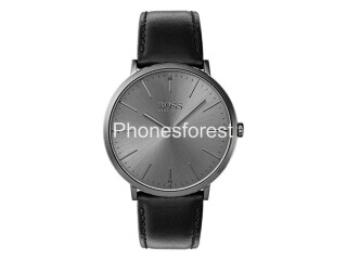 Hugo Boss Mens Quartz Black Leather Strap Grey Dial 40mm Watch