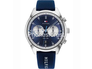Tommy Hilfiger Mens Quartz Silicone Strap Blue Dial 44mm Watch