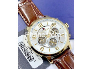 Tommy Hilfiger 1791291 Mens Quartz Gold-Tone Leather Strap 44mm Watch