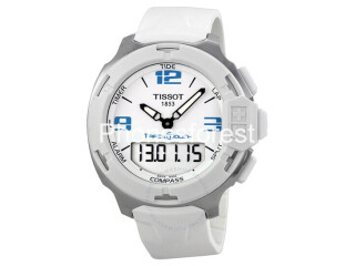 T-Race Touch White Analog Digital Dial White Synthetic Strap Unisex Watch