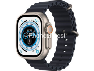 Apple Watch Ultra (GPS + Cellular) 49mm Titanium Case with Midnight Ocean Band - Titanium