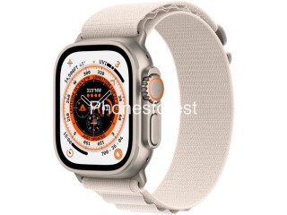 Apple Watch Ultra (GPS + Cellular) 49mm Titanium Case with Starlight Alpine Loop - Small - Titanium